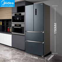 Midea 402L French multi-door refrigerator household air-cooled frost-free large capacity four-open double-door refrigerator smart home appliances