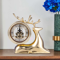 New Chinese pure copper clock home living room bedroom silent desk clock European light luxury craft clock ornaments ornaments