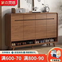 Door living room shoe cabinet Home entrance cabinet Home door large capacity Chinese solid wood frame locker Nordic storage