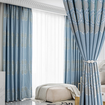 2021 new fashionable living room curtains light luxury balcony sunshade bedroom blackout curtain rod curtains a complete set