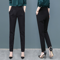 Haren pants womens thin spring and autumn thin 2021 new black womens pants straight loose suit autumn small feet pants