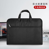 Briefcase Mens business handbag for work Black minimalist meeting with bag Customized A4 File Package Barrier Zipper Bag