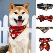 Wind Brocade Carp Day Style Pet Pooch Scarf triangle towel Tay dog item Circle neck brace Chest Back Traction Rope Chest Harness