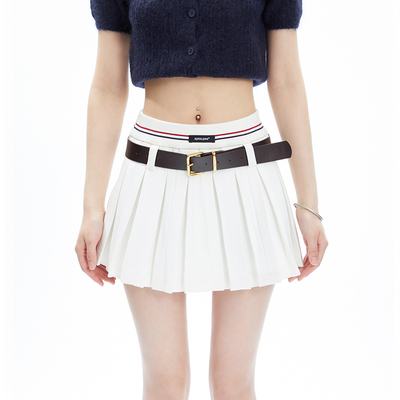 taobao agent White summer pleated skirt, fashionable mini-skirt, American style, A-line