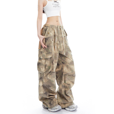taobao agent APEA big pocket worker camouflage pants Children American retro hot girl low -waist straight straight straight and thin leg trousers