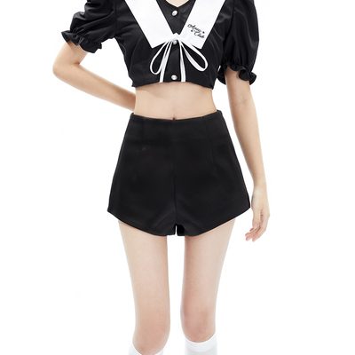 taobao agent Solid mini-skirt, spring shorts, design jeans with zipper