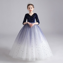 Little girl birthday princess dress girl temperament evening dress Middle Child host piano performance show