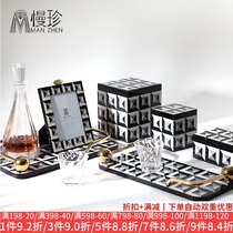 European Creative Square magic lines jewelry box model room decoration photo frame tray set wedding soft decorations