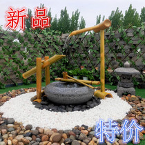  Japanese-style stone bowl Courtyard water feature Outdoor flower pot Stone Bonsai view Jinglu Bamboo running water Stone water tank Stone tank water bowl