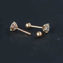 Six-claw screw color gold diamond earrings pure 18K rose gold AU750 men and women earrings imported Mosan ear bone nails