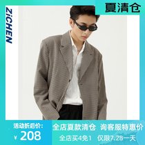 ZiCHEN Zichen original autumn new Korean version of the houndstooth suit male handsome retro loose trend casual jacket