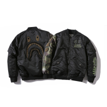 Tide brand Bape shark joint cotton coat winter zipper coat men loose size jacket flying baseball suit cotton suit