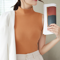 Double sided Develvet semi-high collar No-mark Warm Underwear Vest Woman Gvet thickened inner wearing autumn and winter stay in the bottom autumnestwear