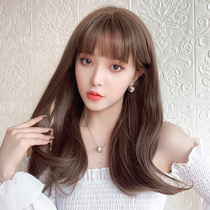 Wig female hair natural full head cover type air banghai long curly hair Big Wave simulation Net red age reduction long hair