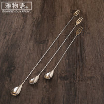 Mirror light long bar spoon stainless steel 50cm long bar spoon mix bar spoon stirring spoon short bar spoon stainless steel bar spoon