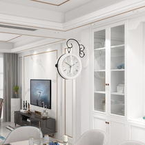 Double-sided wall clock living room Nordic quartz clock light luxury atmospheric creative clock home fashion modern simple wall watch