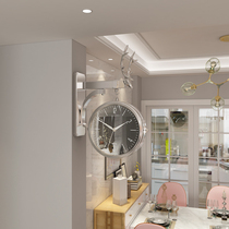 Light luxury double-sided wall clock home dining room living room Nordic clock creative fashion decorative art personality deer head clock