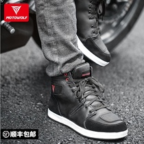 Motorcycle riding shoes Motorcycle fall-proof racing boots Spring and summer windproof warm non-slip real cow leather