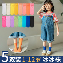 Stockings girls socks summer thin children pile socks Korean Foreign color tide long tube summer baby tube