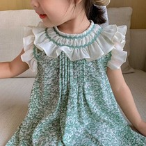 Girls 2021 summer dress new Korean version of children flower dress children Foreign style fairy dress baby sleeveless skirt