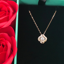  Color gold smart pendant Four-leaf clover diamond 18k rose gold white gold diamond necklace womens single pendant clavicle chain set chain