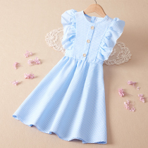 Girls summer dress net red new foreign style big child princess dress pure cotton thin summer girls childrens skirt