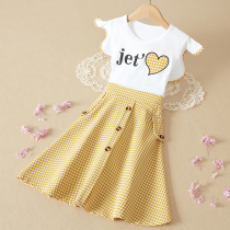  Girls dresses Summer net red new Western style girls big childrens summer skirts Thin childrens childrens summer skirts princess skirts