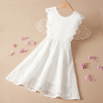 Girls dress with dress for summer dress New Yangqi Womens white dress Summer thin little girl lace Princess Leia dress