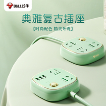 Bull Socket Usb Decorative Retro Inserted Platoon Plug Patch Board With Wire Home Multifunction Universal Converter