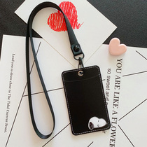 Snoopy bus card protection set cartoon breast card hanging neck male and female students food card access card work certificate card set