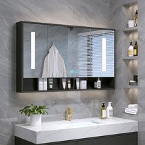  Smart bathroom mirror cabinet Wall-mounted led with light anti-fog bathroom mirror with shelf Separate storage mirror box