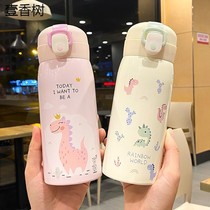 Girl heart children thermos cup cartoon ins students stainless steel creative straight drink water bounce cover tea cup cute