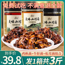 Yunnan specialty oil chicken fir fungus ready-to-eat pine fungus boletus 500g * 3 bottles of mountain fungus snacks mushroom food