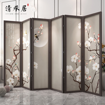New Chinese screen partition living room bedroom block home folding mobile flowers and birds solid wood entrance porch office
