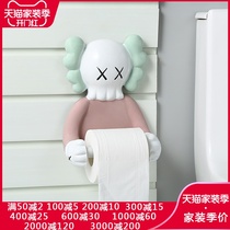 Doll creative toilet paper holder Bathroom shelf Wall-mounted tissue box holder Toilet toilet roll paper tube free punching