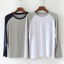 Modal Pajamas Long Sleeve T-shirt Men's Summer Loose Turtleneck Thin Spring and Autumn Home Clothing Crewneck Single Top