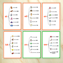 Natural spelling phonics root CVC English words card letters vowels consonant mind map teaching aids