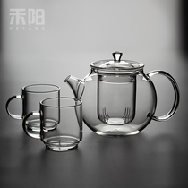 High temperature resistant glass teapot Transparent round cooking teapot Black tea Small green citrus Teapot Filter flower teapot Tea maker