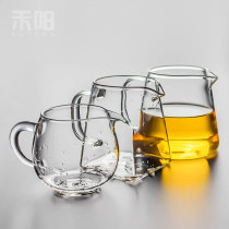 Transparent Glass Road Cup male Cup thick heat-resistant large small tea sea tea sub-tea household kung fu tea set accessories