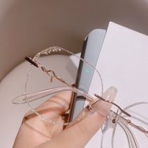 Little Red Book ancient wind golden hairpin Begonia rimless glasses female myopia can be equipped with degree boundless Net red face tide