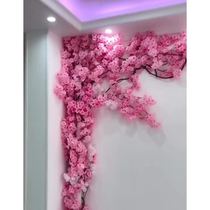 Simulation cherry blossom decoration wall creative fake flower wedding decoration scene layout Net red rattan wedding ceiling bouquet