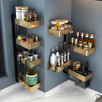 Kitchen rack wall hanging non-perforated rotating seasoning rack corner multifunctional seasoning oil salt sauce vinegar storage rack