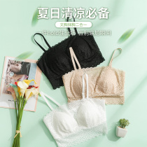 Silk bandeau-style anti-walking underwear Womens thin summer beauty back lace wrapped in the chest with a sling bra showing the chest is small