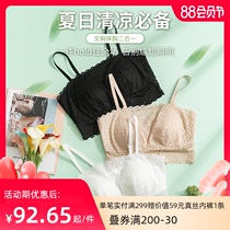 Silk bandeau style anti-light underwear womens thin summer beauty back lace chest wrap suspender bra chest small