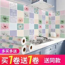 Kitchen oil-proof sticker cabinet stove countertop thickened aluminum foil paper fireproof high temperature resistant wallpaper waterproof and mildew wallpaper self-adhesive