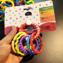 Baby rainbow ring hanging ring clasp anti-fall ring stringing string rubber ring 3-12 months toy cart pendant bed hang