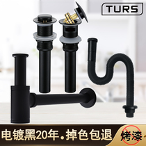 German TURS full copper bounce type falling water drain black wall drain into wall type deodorant Basin Sewer fittings