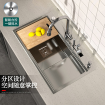 Kitchen Silver Nano 304 Stainless Steel Thickened Large Single Sink Cown Washing Pins Step Under Table High and Low Pool