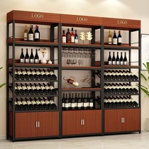 Red wine cabinet supermarket liquor rack winery floor cabinet storage iron display cabinet rack wine rack