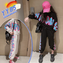 Girls spring clothing suit 2022 new childrens clothing CUHK childrens spring and autumn online red ocean children sports trendy two sets